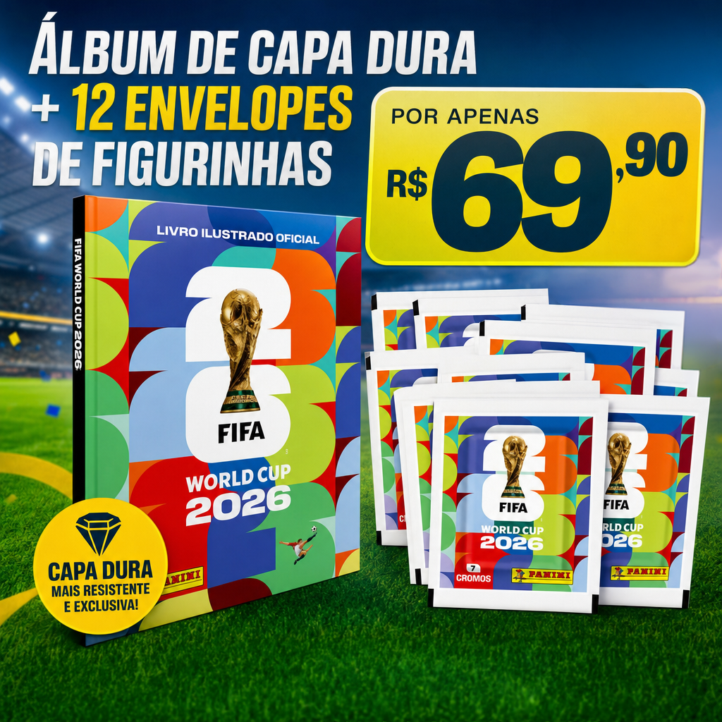 Copa Do Mundo 2026 - Álbum Capa Cartão + 12 Envelopes -FIFA WORLD CUP 2026