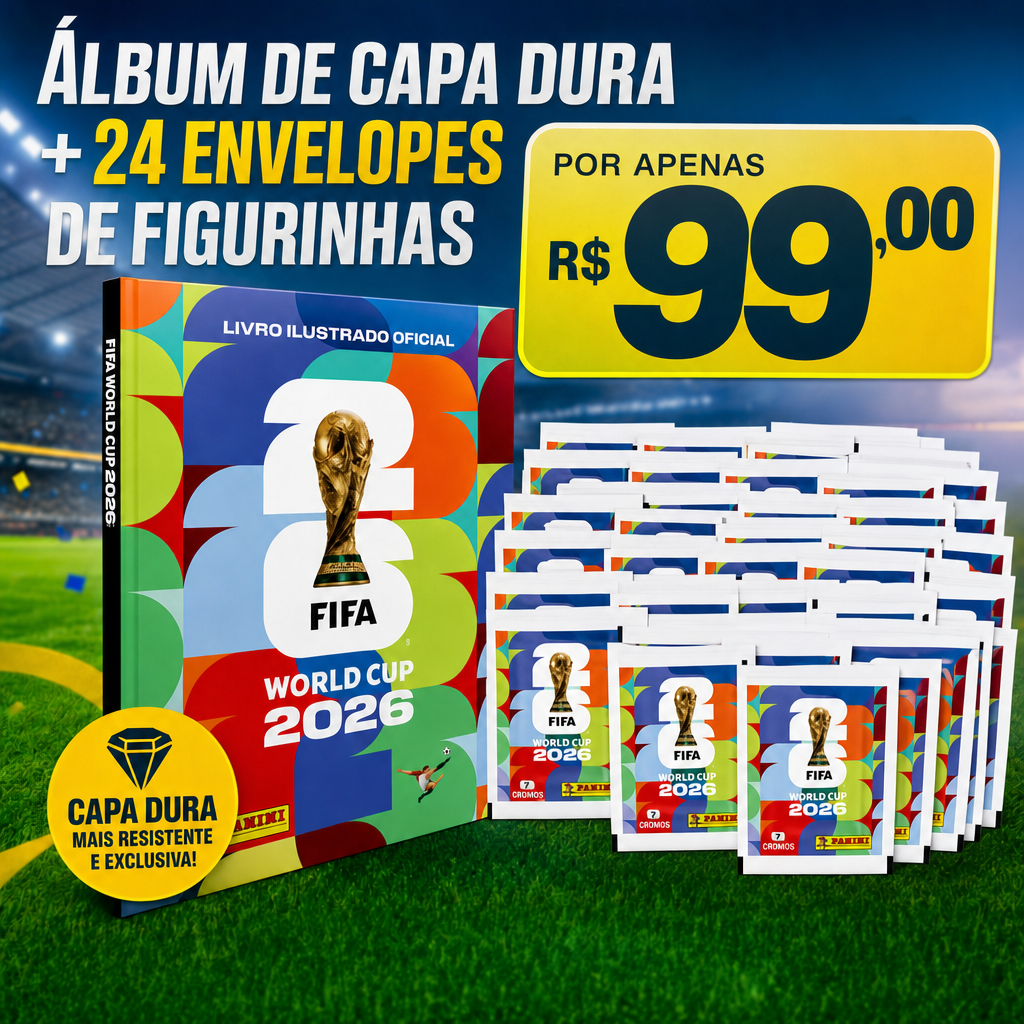 Copa Do Mundo 2026 - Álbum Capa Cartão + 24 Envelopes -FIFA WORLD CUP 2026